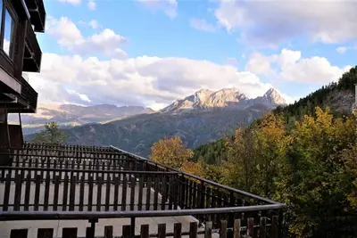 Image de 150m du centre station, 2ème étage, vue pistes de ski, balcon, télévision, 32m², Pra Loup