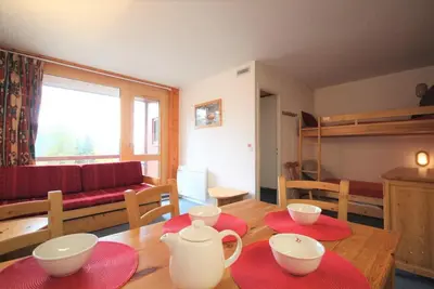 Image de 50m du centre station, 2ème étage, vue vallée, balcon, télévision, 40m², Les Arcs