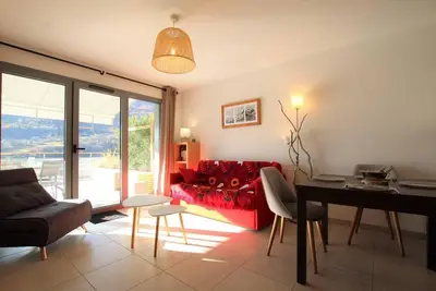 Image de Rez-de-chaussée, vue panoramique, terrasse, télévision, 42m², Serre Chevalier