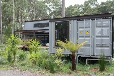 Image de Shipping Container Living; Industrial fit out on bush block