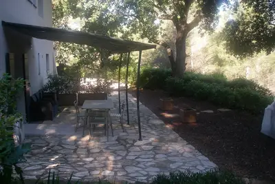 Image de studio ombragé dans le vignoble bandolais 5 km des plages