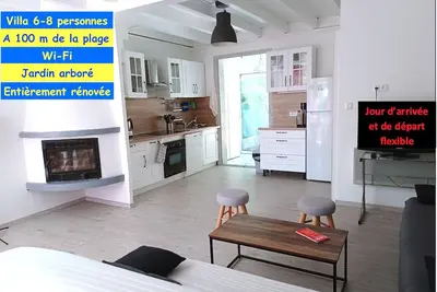 Image de Villa 8 personnes, Clim. , 3 chambres, 100m plage, jardin, Wifi, garrigue