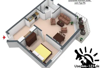 Image de 3) Comfort Suite Pa0203 (2-room apartment) - a) Pension Maiglöckchen