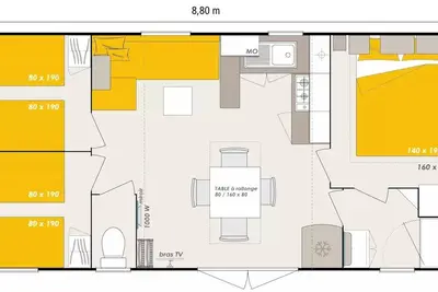 Image de HomeFlower 35m² Premium 3 Chambres + terrasse semi-couverte + Tv + Climatisation 6 personnes