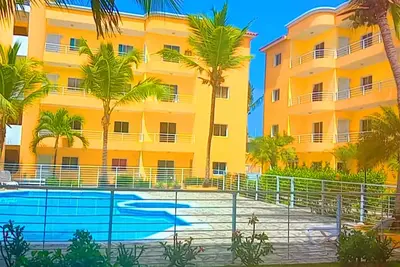 Image de Villa Sol Apartments in Punta cana with Panoramic View Pool lights at Night