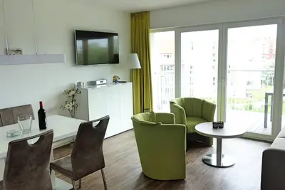 Image de Modern vacation apartment, infrared cabin, close to the beach, large balcony