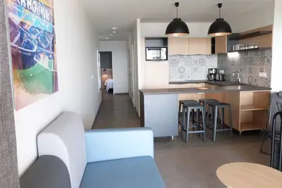 Image de Appartement bord de mer avec accès plage, piscine, jacuzzi, 1 chambre, animaux admis, parking inclus
