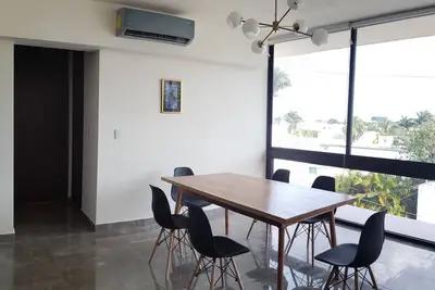 Modern bright and comfortable apartment with a view of the city