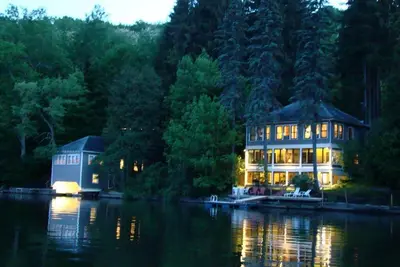 Image de Adirondack Waterfront Compound, Main Lodge + Boathouse, close to all tournaments