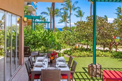 Maui Resort Rentals: Honua Kai – 8 Total Bedrooms, Groundfloor Residences, Over 4600 Combined Sq. Ft. , Large Lawn Areas, Steps to Pools/Beach/B. B. Q. s!