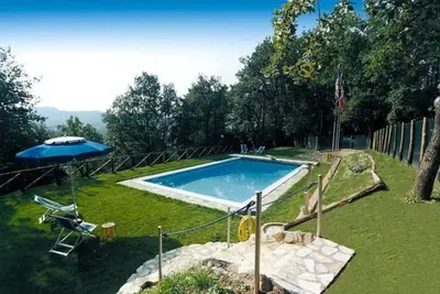 Image de Maison de vacances avec Wifi, piscine privée, Tv, véranda, animaux admis, vue panoramique