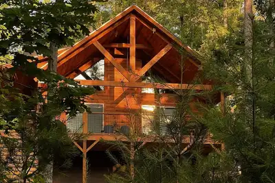 Image de New North Georgia Mountain Log Cabin with Lake Access.