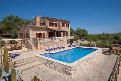 Impressive Stone-Built Country House, A\/C, Private Pool near Felantix with Views of Sant Salvador!
