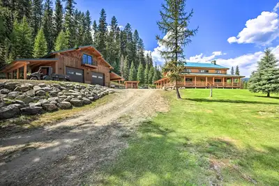 Waterfront Log Home w\/ 95 Acres on Yaak River