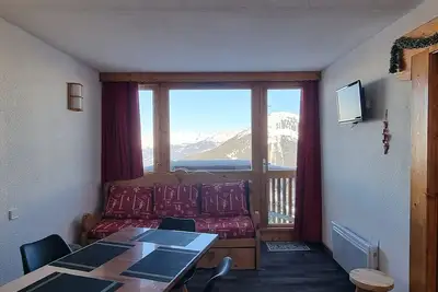 Image de Studio rénové · Pied des pistes · Balcon avec vue