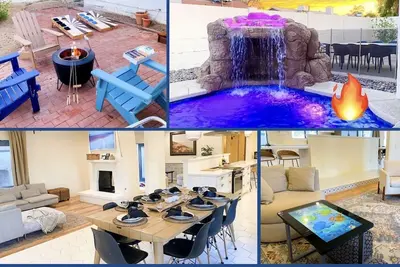 Private Free Heated Pool, Waterfall, 2 King Beds & Arcade Games!