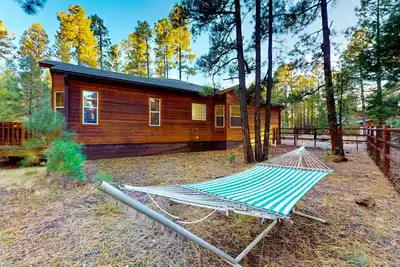 Image de Dog-friendly forested home with wraparound deck, pool table