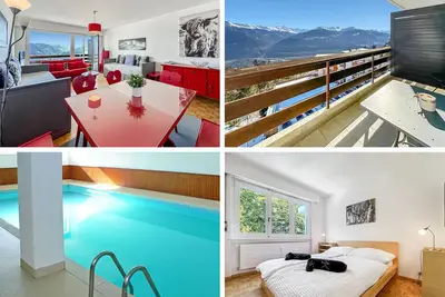 Pied-à-terre in Crans-Montana, pool and view - Swi