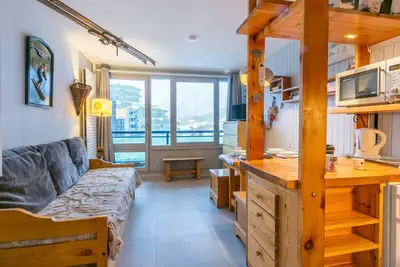 Image de Studio coquet skis aux pieds avec Wifi et lave-linge