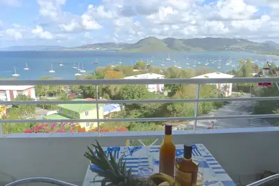 Image de Grand T1 avec terrasse panoramique dominant la mer, piscine, près des plages
