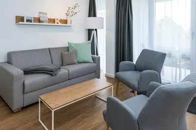 Image de Beachfront apartment with large balcony, parking, use of swimming pool & sauna