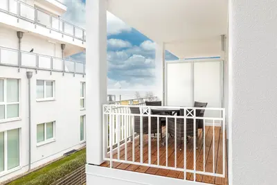 Image de Barrierearmes, Familienfreundliches Apartment am Meer mit Saunabereich im Haus