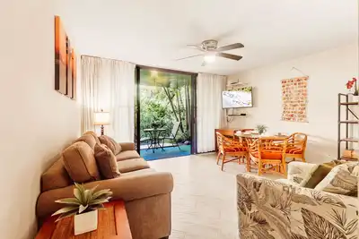 Tranquil tropical view from this first-floor condo