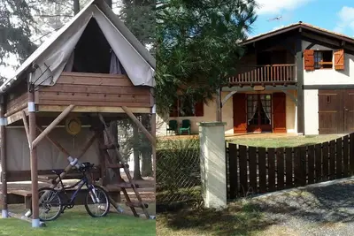 Image de La maison landaise et sa tente bivouac (couchage + 2 personnes)