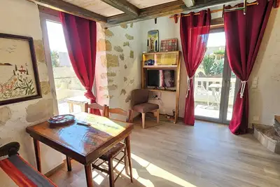 Image de fantastic studio Komos, sleeping gallery, kitchenette, bathroom, private balcony