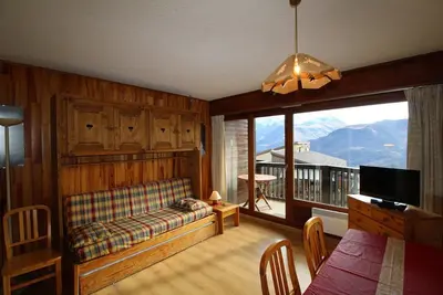 Image de 2ème étage, vue montagne, balcon, casier à ski, 32m², Auris en Oisans