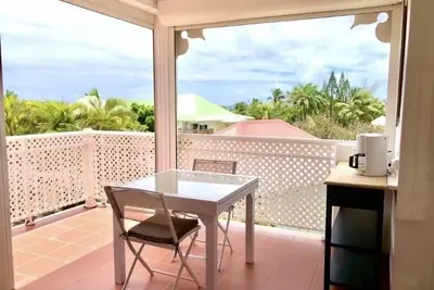 Image de Guadeloupe, Saint-François Anse des Rochers, 1/4 villa, vue mer citerne wifi pr