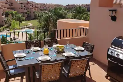 Stunning Top Floor 3 Bed Apartment with Sunny Terrace & Pool View