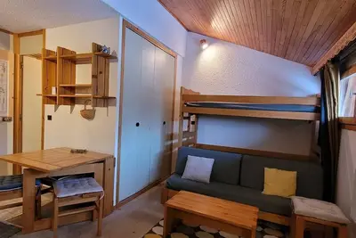 Image de 50m du centre station, 3ème étage, vue pistes de ski, 20m², La Plagne
