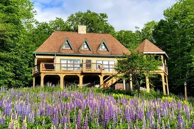 Image de Dog-friendly, lake-view chalet with gazebo, wraparound deck, grill, & fireplace