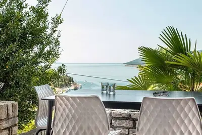 Appartement d'une chambre avec la terrasse et la vue sur le mer Rabac, Labin (A-3015-f)