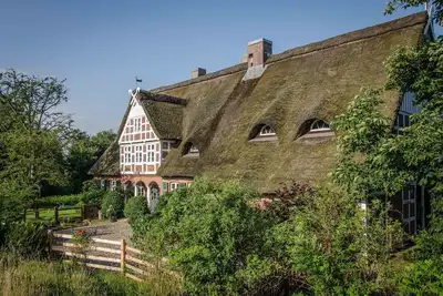 Image de Large thatched house with garden and jetty directly on the Oste river