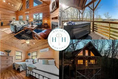 Pet-Friendly Mnt. View Cabin Near River w/ Fire Pit + Hot Tub Sleeps 10