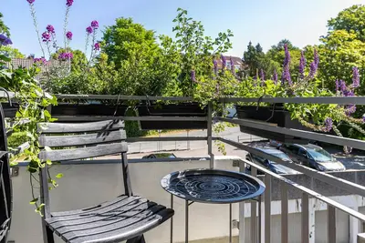 Image de Appartement 'Mit Badestrand' avec balcon