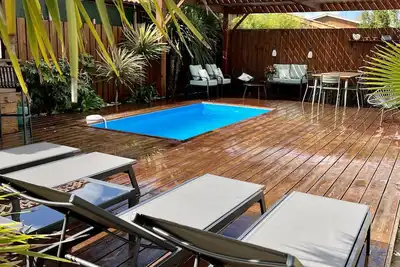 Image de Maison confort 6 couchages+2 bébés- piscine et pétanque privées-Bassin Arcachon