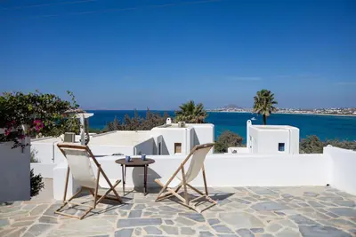 Cycladic home panoramic sea view close to beach