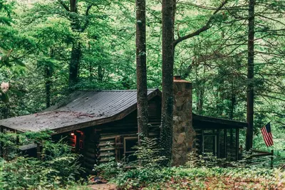 Rustic log cabin on Pearson falls rd