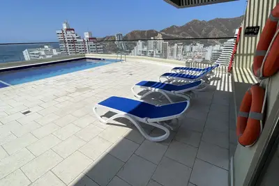 Beach Apt Rodadero. Central, Pool, Shopping, Restaurant, New Building, Modern