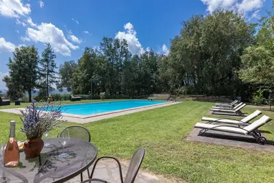 Surrounded by greenery and nature, a newly restored villa and an annex ideal for a group up to 14 pe