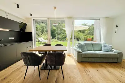 Image de modern, luxury, private entrance, garden, terrace, and stunning mountain views.