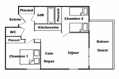 Image de Rez-de-chaussée, vue pistes de ski/montagne, balcon, 44m², Les Saisies