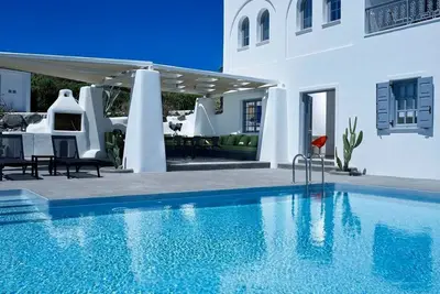 Beautiful Santorini Villa | 6 Bedrooms | The Sky Mansion | Picturesque Sea Views & Private Swimming Pool | Pyrgos