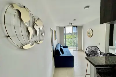 Modern 1-Bedroom Retreat with Serene Views in Bucaramanga's Metropolitan Area