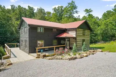 Amazing hand-hewn log home on almost 5 acres of privacy!