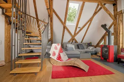 Image de Romantic maisonette apartment with sauna, fireplace, campfire and large garden