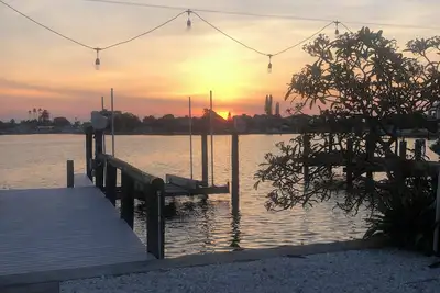Image de Waterfront home with private dock and two-minute walk to the beach.